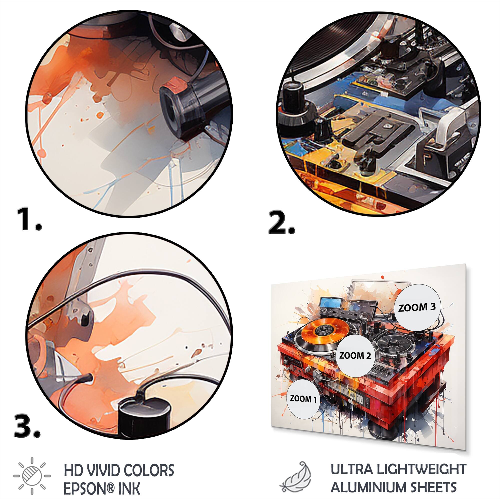 Designart "Abstract Turntables Music Boom Boxes II" Music Large Metal